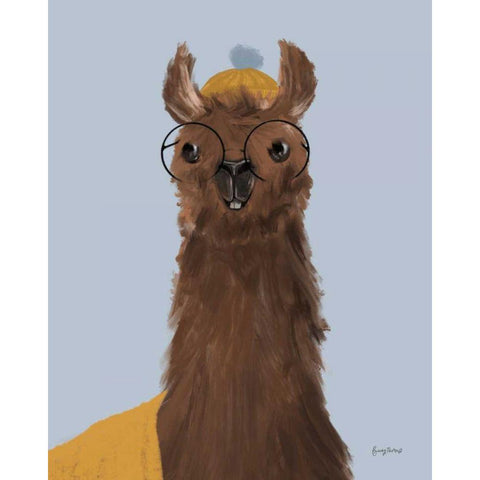 Delightful Alpacas III Black Modern Wood Framed Art Print with Double Matting by Thorns, Becky