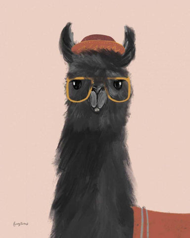 Delightful Alpacas IV Black Ornate Wood Framed Art Print with Double Matting by Thorns, Becky