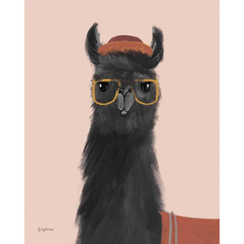 Delightful Alpacas IV Black Modern Wood Framed Art Print with Double Matting by Thorns, Becky