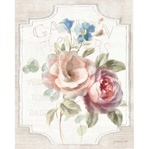 Cottage Garden IV on wood Gold Ornate Wood Framed Art Print with Double Matting by Nai, Danhui