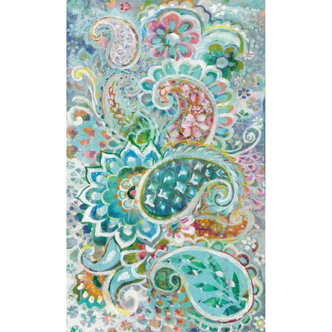 Paisley Flowers White Modern Wood Framed Art Print by Nai, Danhui