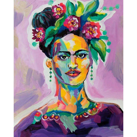 Frida Black Modern Wood Framed Art Print by Vertentes, Jeanette