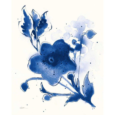 Independent Blooms Blue II v2 Black Modern Wood Framed Art Print by Novak, Shirley