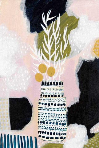 Tribal Still Life White Modern Wood Framed Art Print with Double Matting by Mack, Lynn