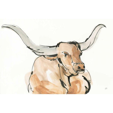 Longhorn I Black Modern Wood Framed Art Print by Paschke, Chris