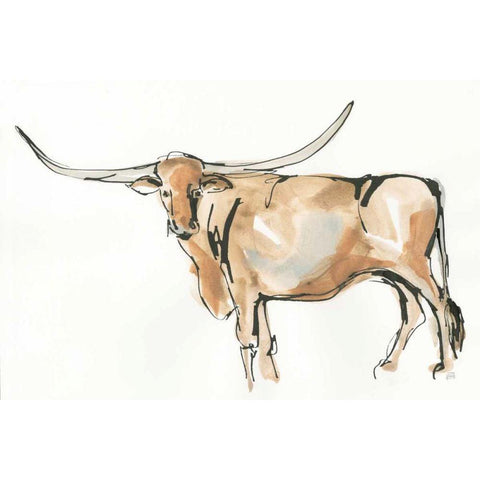 Longhorn II Black Modern Wood Framed Art Print by Paschke, Chris