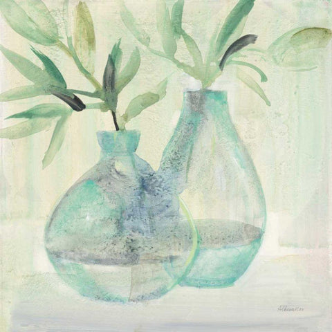Pretty Jars White Modern Wood Framed Art Print with Double Matting by Hristova, Albena