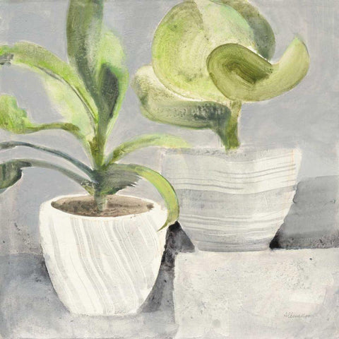 Greenery Still Life White Modern Wood Framed Art Print with Double Matting by Hristova, Albena