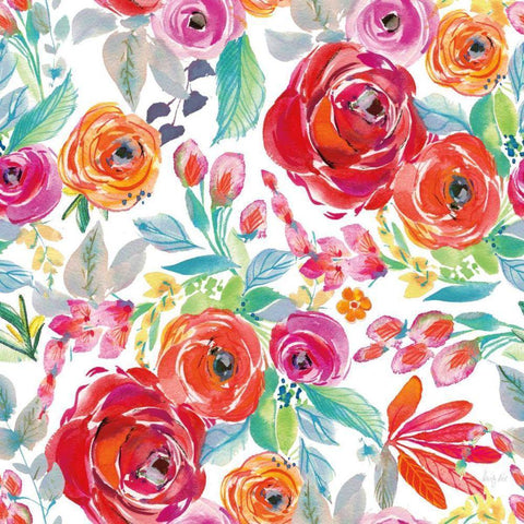 Fridas Flower Fancy Pattern I White Modern Wood Framed Art Print by Rice, Kristy