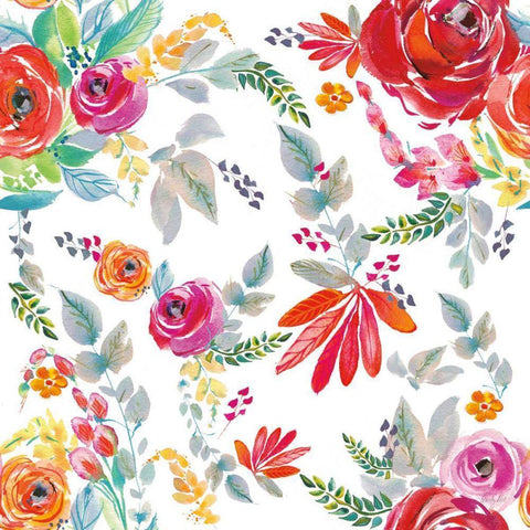 Fridas Flower Fancy Pattern II White Modern Wood Framed Art Print by Rice, Kristy