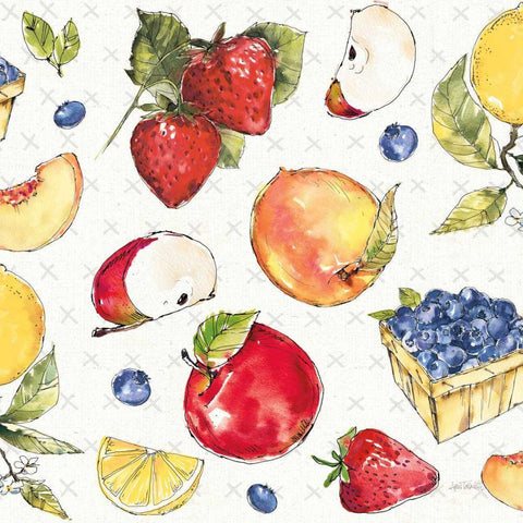 Fruit Stand Pattern I Black Ornate Wood Framed Art Print with Double Matting by Tavoletti, Anne