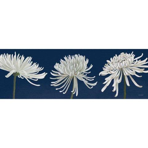 Morning Chrysanthemums V Dark Blue Gold Ornate Wood Framed Art Print with Double Matting by Lovell, Kathrine