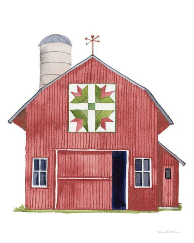 Life on the Farm Barn Element I Dark Red White Modern Wood Framed Art Print with Double Matting by McKenna, Kathleen Parr