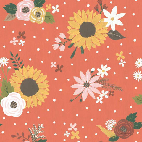 Autumn Garden Pattern IB White Modern Wood Framed Art Print with Double Matting by Marshall, Laura