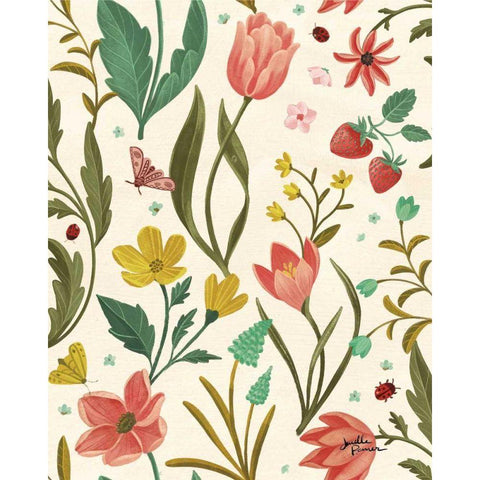 Spring Botanical Pattern IB White Modern Wood Framed Art Print by Penner, Janelle