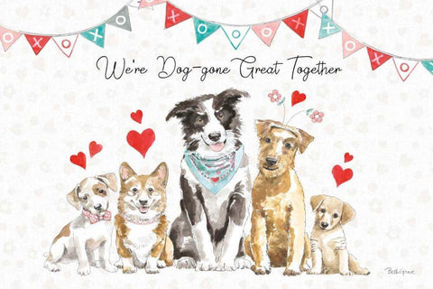 Paws of Love I White Modern Wood Framed Art Print with Double Matting by Grove, Beth