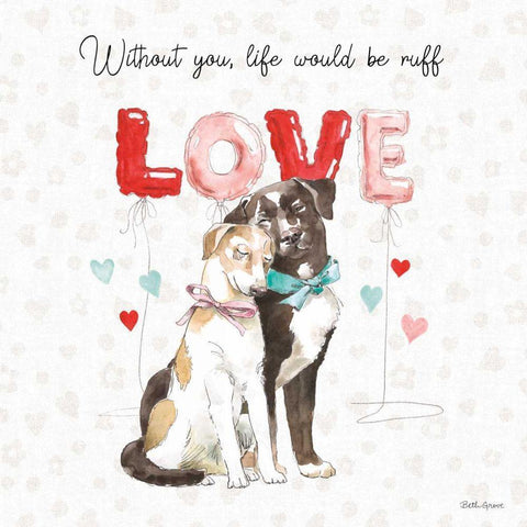Paws of Love IV White Modern Wood Framed Art Print by Grove, Beth