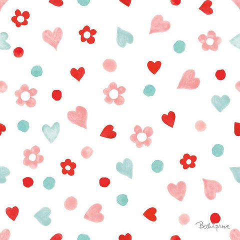 Paws of Love Pattern IIA White Modern Wood Framed Art Print with Double Matting by Grove, Beth