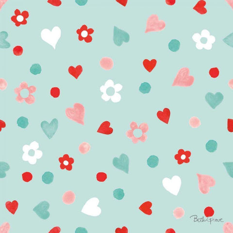 Paws of Love Pattern IID White Modern Wood Framed Art Print with Double Matting by Grove, Beth