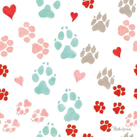 Paws of Love Pattern IIIA Black Ornate Wood Framed Art Print with Double Matting by Grove, Beth