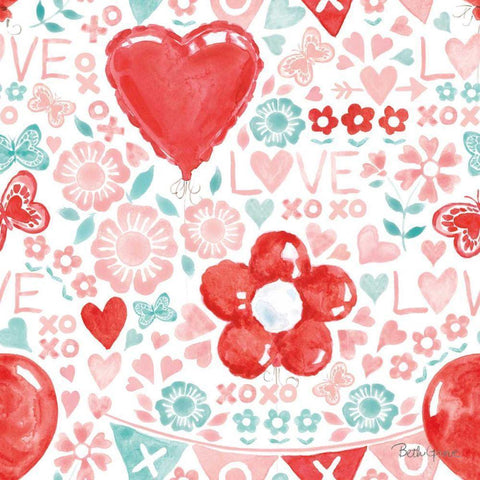 Paws of Love Pattern IVA Black Ornate Wood Framed Art Print with Double Matting by Grove, Beth