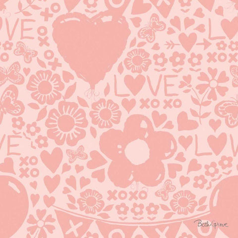 Paws of Love Pattern IVB Black Ornate Wood Framed Art Print with Double Matting by Grove, Beth
