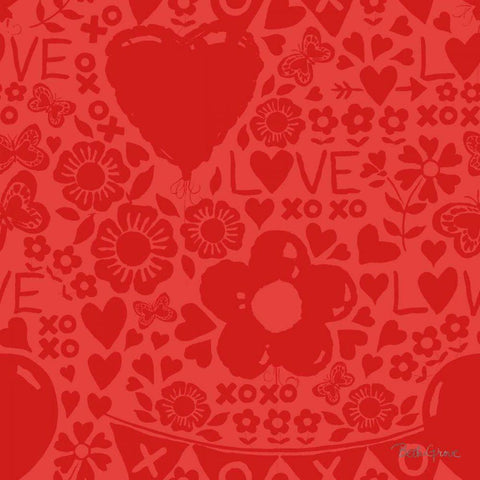 Paws of Love Pattern IVC Gold Ornate Wood Framed Art Print with Double Matting by Grove, Beth