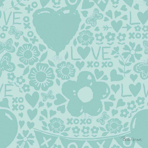 Paws of Love Pattern IVD Black Ornate Wood Framed Art Print with Double Matting by Grove, Beth