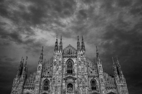 Duomo di Milano White Modern Wood Framed Art Print with Double Matting by Aledanda