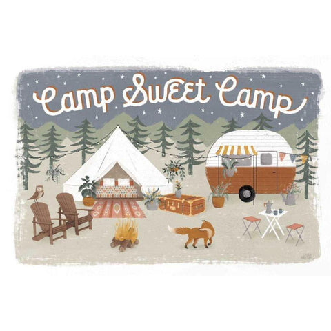 Gone Glamping I Gold Ornate Wood Framed Art Print with Double Matting by Marshall, Laura
