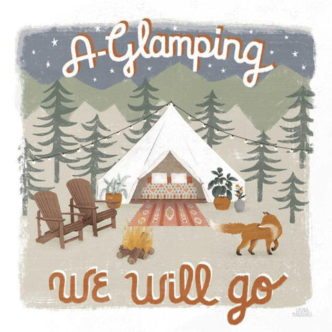 Gone Glamping III White Modern Wood Framed Art Print by Marshall, Laura