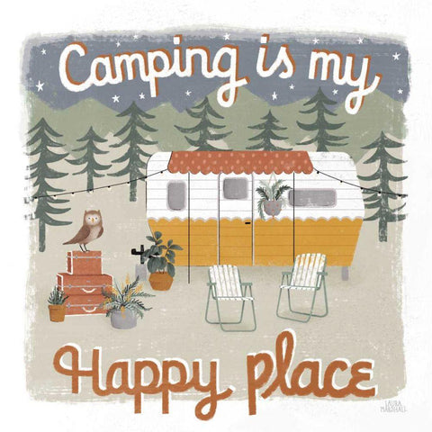 Gone Glamping V Black Ornate Wood Framed Art Print with Double Matting by Marshall, Laura
