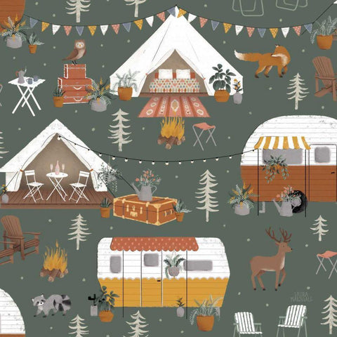 Gone Glamping Pattern ID White Modern Wood Framed Art Print by Marshall, Laura