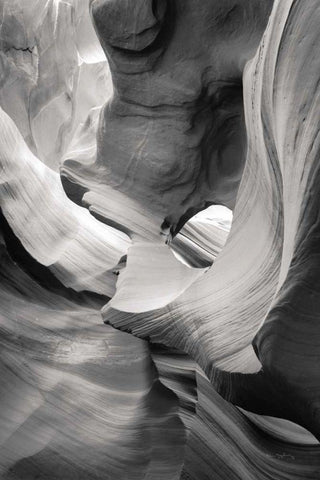 Lower Antelope Canyon IX BW White Modern Wood Framed Art Print with Double Matting by Majchrowicz, Alan