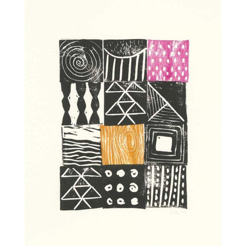 Block Print V Black Modern Wood Framed Art Print by Prahl, Courtney