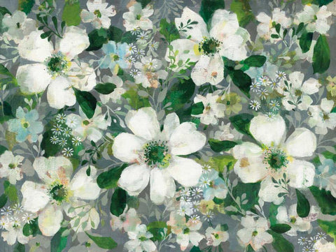 Anemones and Friends White Modern Wood Framed Art Print with Double Matting by Nai, Danhui