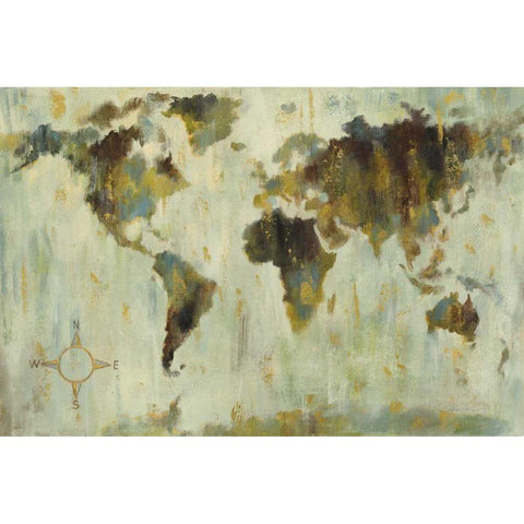 Bronze World Map White Modern Wood Framed Art Print by Vassileva, Silvia