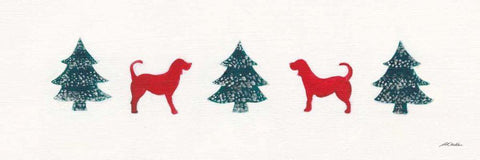 Holiday Dogs White Modern Wood Framed Art Print with Double Matting by Ducklow, Patsy