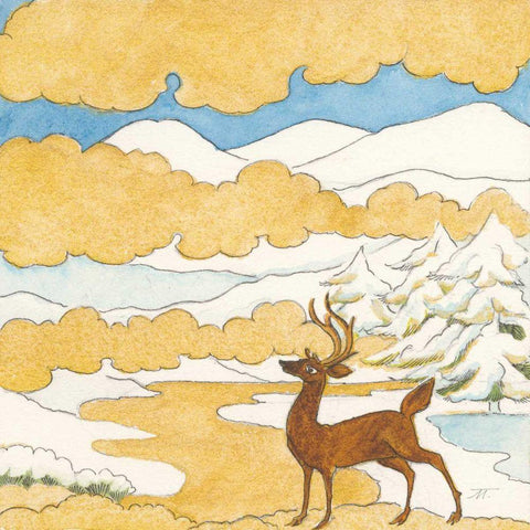 Riverside V Gold Ornate Wood Framed Art Print with Double Matting by Thomas, Miranda