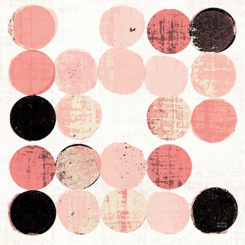 Dots II Square I Pink Black Black Modern Wood Framed Art Print by Mullan, Michael