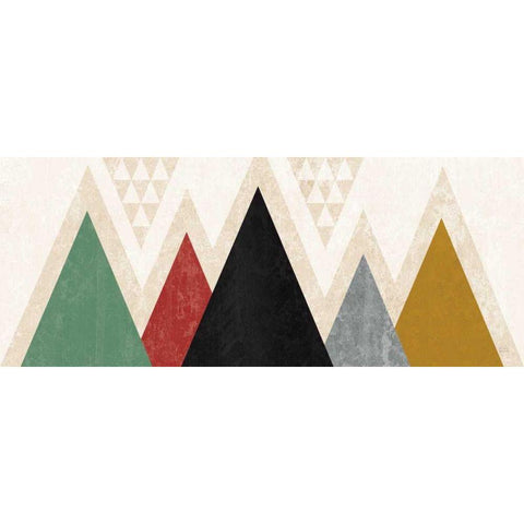 Mod Triangles Panel I Black Modern Wood Framed Art Print with Double Matting by Mullan, Michael