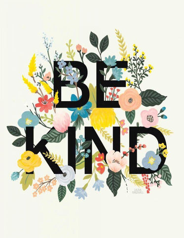 Wild Garden I Be Kind Cream White Modern Wood Framed Art Print with Double Matting by Marshall, Laura