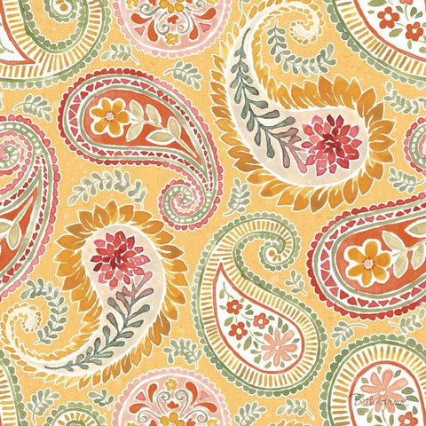 Harvest Bouquet Pattern IIIE White Modern Wood Framed Art Print with Double Matting by Grove, Beth