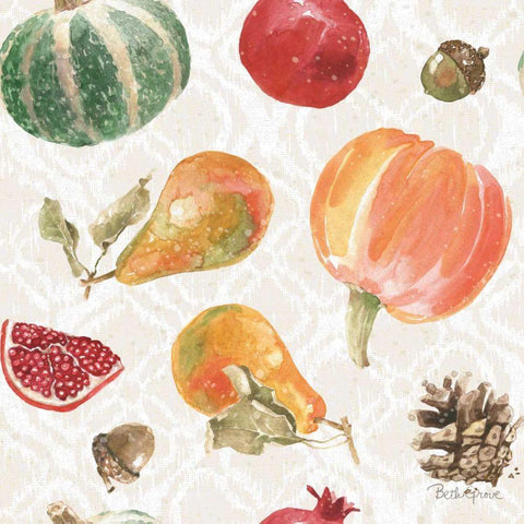 Harvest Bouquet Pattern IV Black Ornate Wood Framed Art Print with Double Matting by Grove, Beth