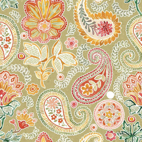 Harvest Bouquet Pattern VIIB White Modern Wood Framed Art Print with Double Matting by Grove, Beth
