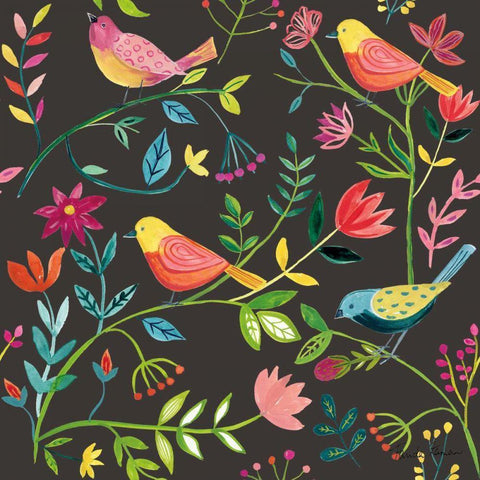 Budding Beauty Pattern IB White Modern Wood Framed Art Print with Double Matting by Zaman, Farida