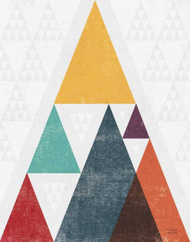 Mod Triangle III v2 Retro I White Modern Wood Framed Art Print with Double Matting by Mullan, Michael