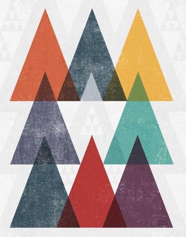 Mod Triangle III v2 Retro II White Modern Wood Framed Art Print with Double Matting by Mullan, Michael