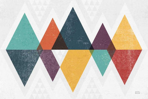 Mod Triangles II Retro Black Ornate Wood Framed Art Print with Double Matting by Mullan, Michael