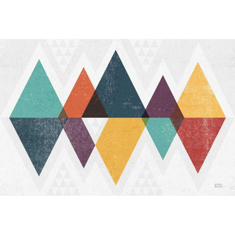 Mod Triangles II Retro White Modern Wood Framed Art Print by Mullan, Michael